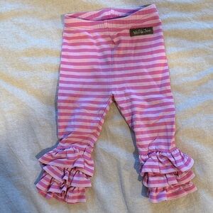 Matilda Jane 6-12M Pink and White Striped Ruffle Pants